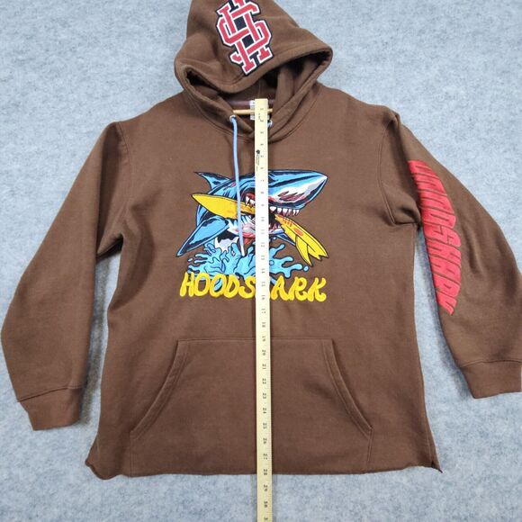 Hoodshark‎ Hoodie Men's Brown Size XL Patches Embroidered Streetwear Rap Hip Hop - Picture 12 of 16